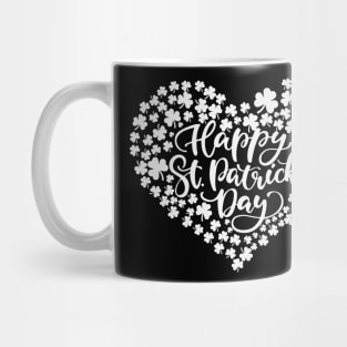 St. Patrick's Day, White Shamrock Heart design Mug